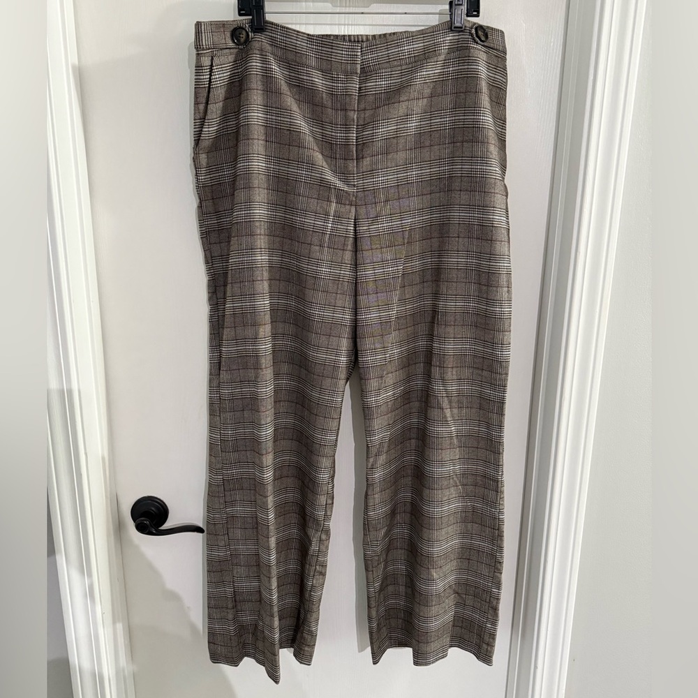 Ellen Tracy XL Women’s Grey Plaid Straight Leg Trousers